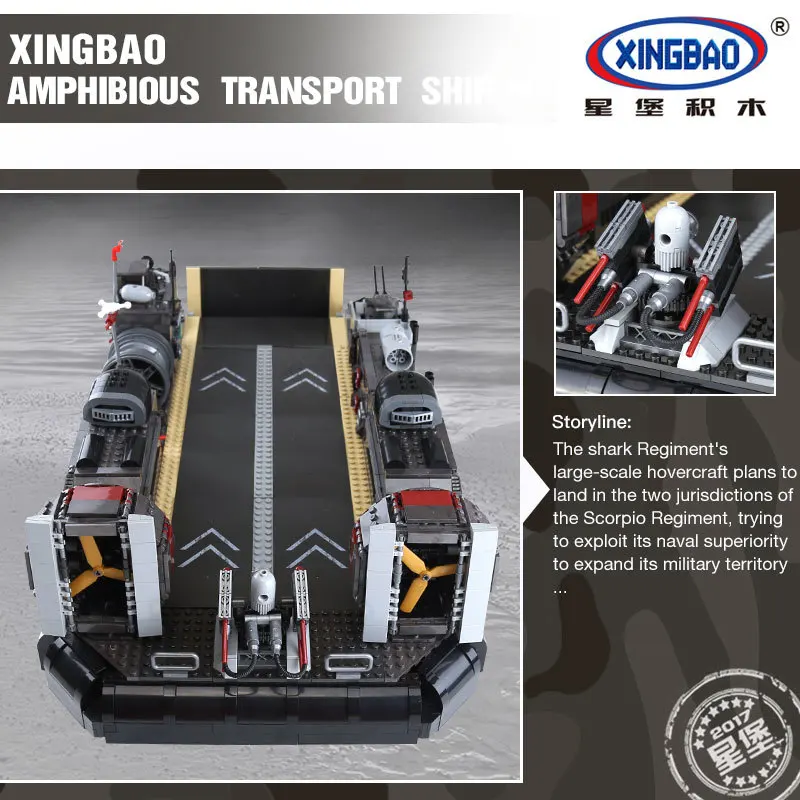 XINGBAO 06019 WW2 военной серии амфибия транспортный корабль комплекты LegoINGly