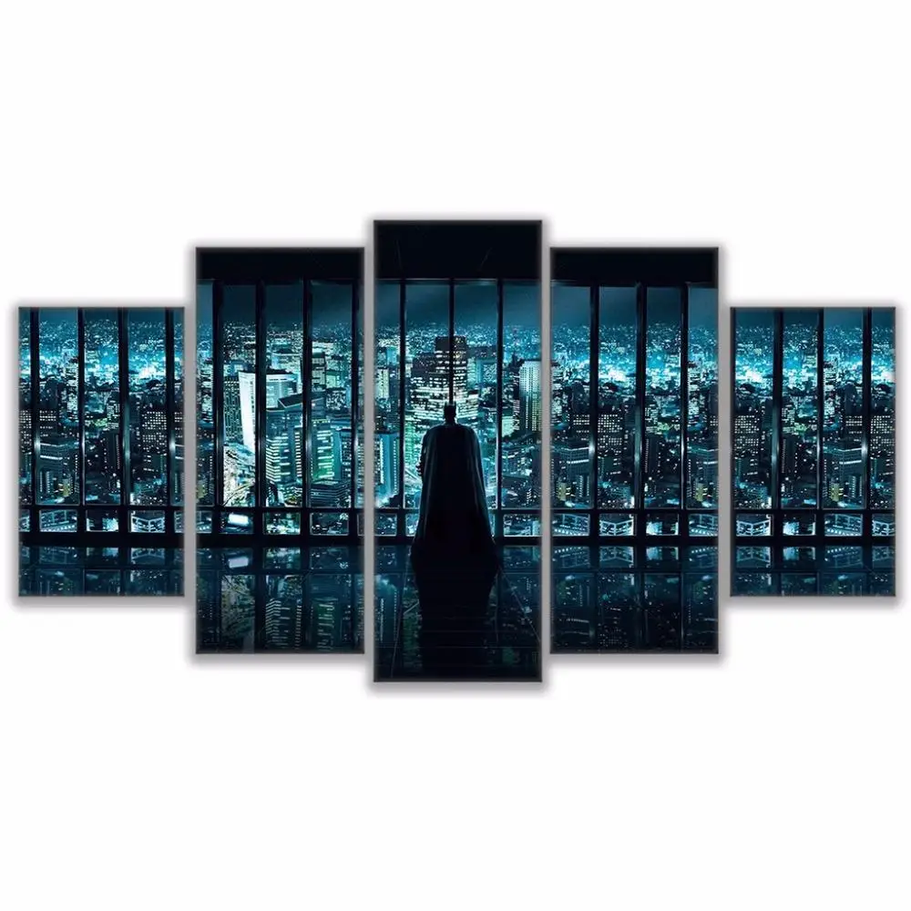 HD печать 5 шт. Бэтмен и Готэм Сити холст настенная живопись плакат Современный