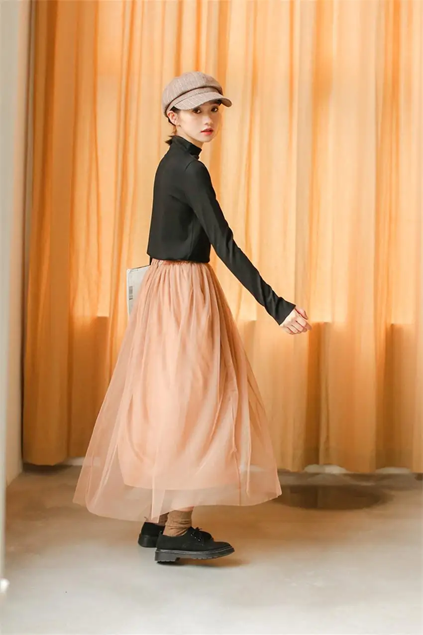 2018 Women's Skirts Korean Punk Kawaii Ulzzang High Waist Perspective Tutu Long Skirt Female Japan Harajuku Button For Women | Женская
