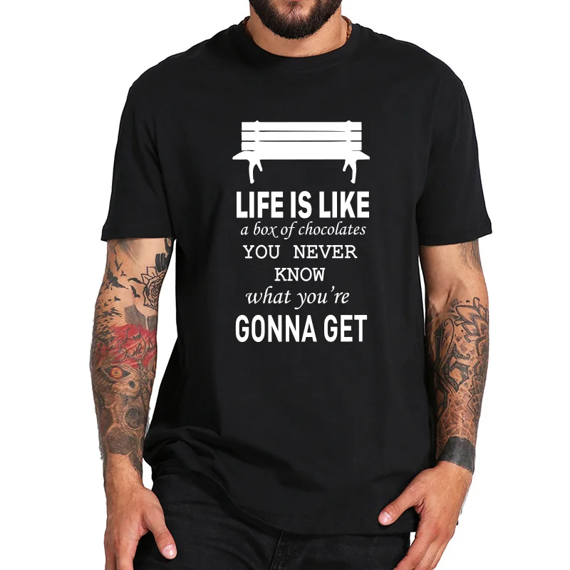 Футболка Life Is Like A Box Of Chocolates Мужская футболка Forrest Gump классические топы с линиями