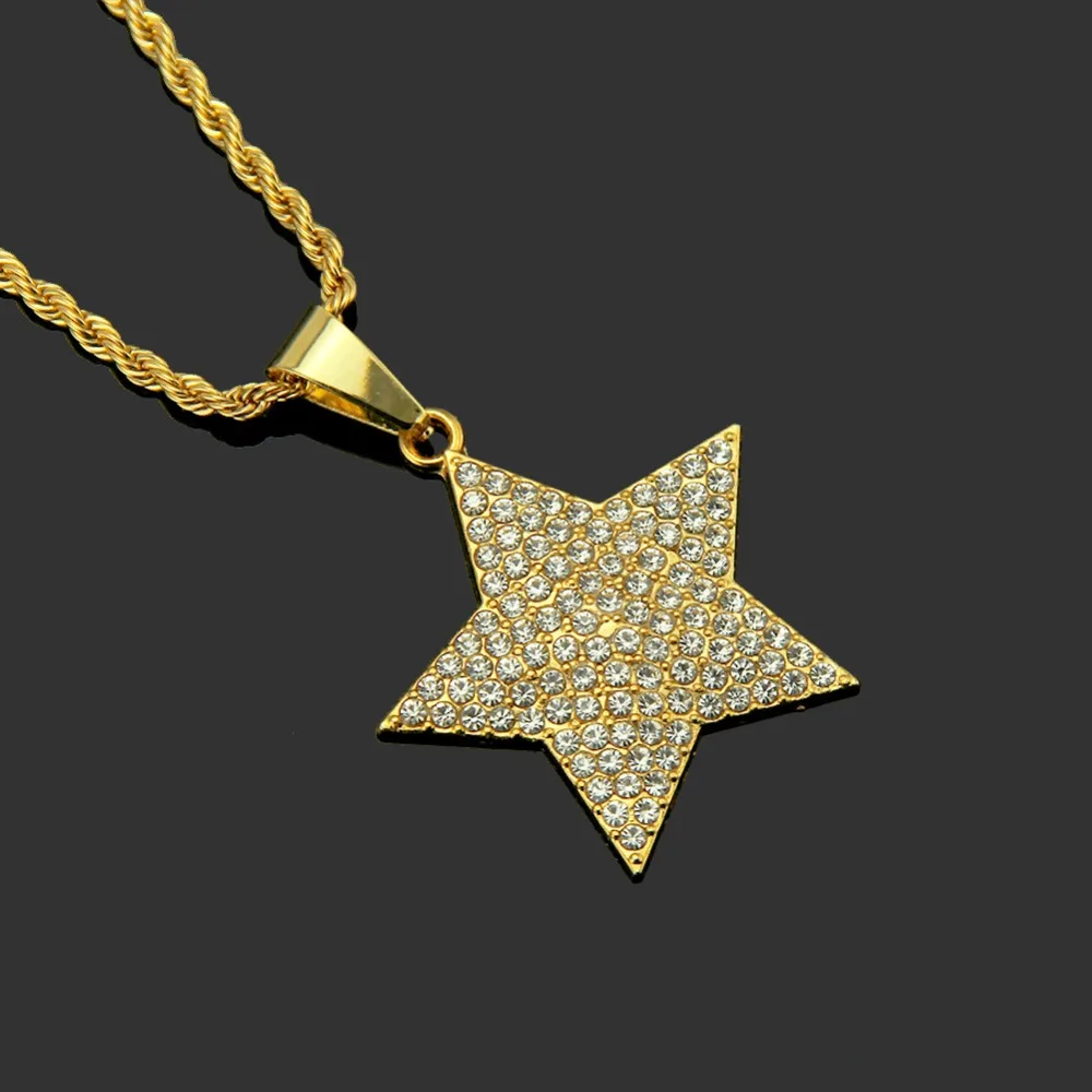 Панк Сплав Кристалл пентаграмма звезда кулон ожерелье мужская индивидуальность