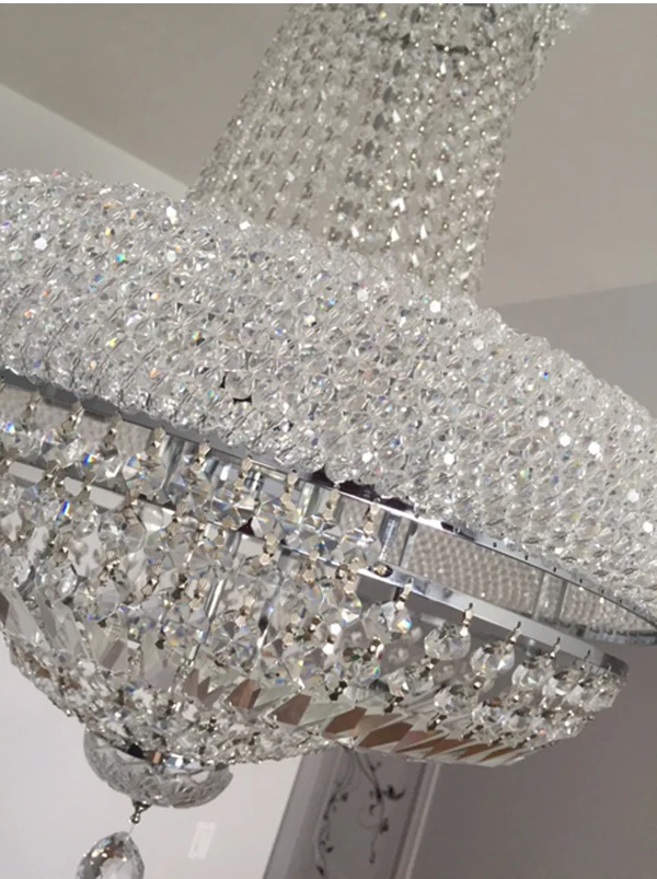 Золотой Хрустальный подвесной светильник современный хромированный (диаметр 40