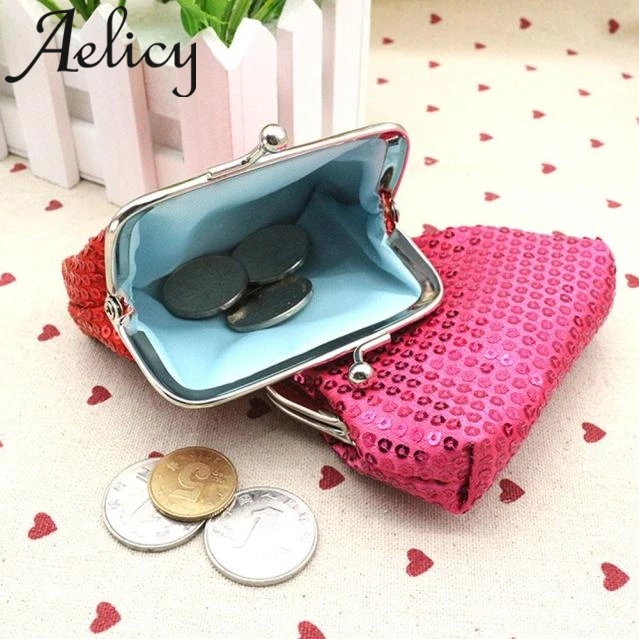 Aelicy маленький короткий кошелек с блестками для девушек Кошелек монет женская