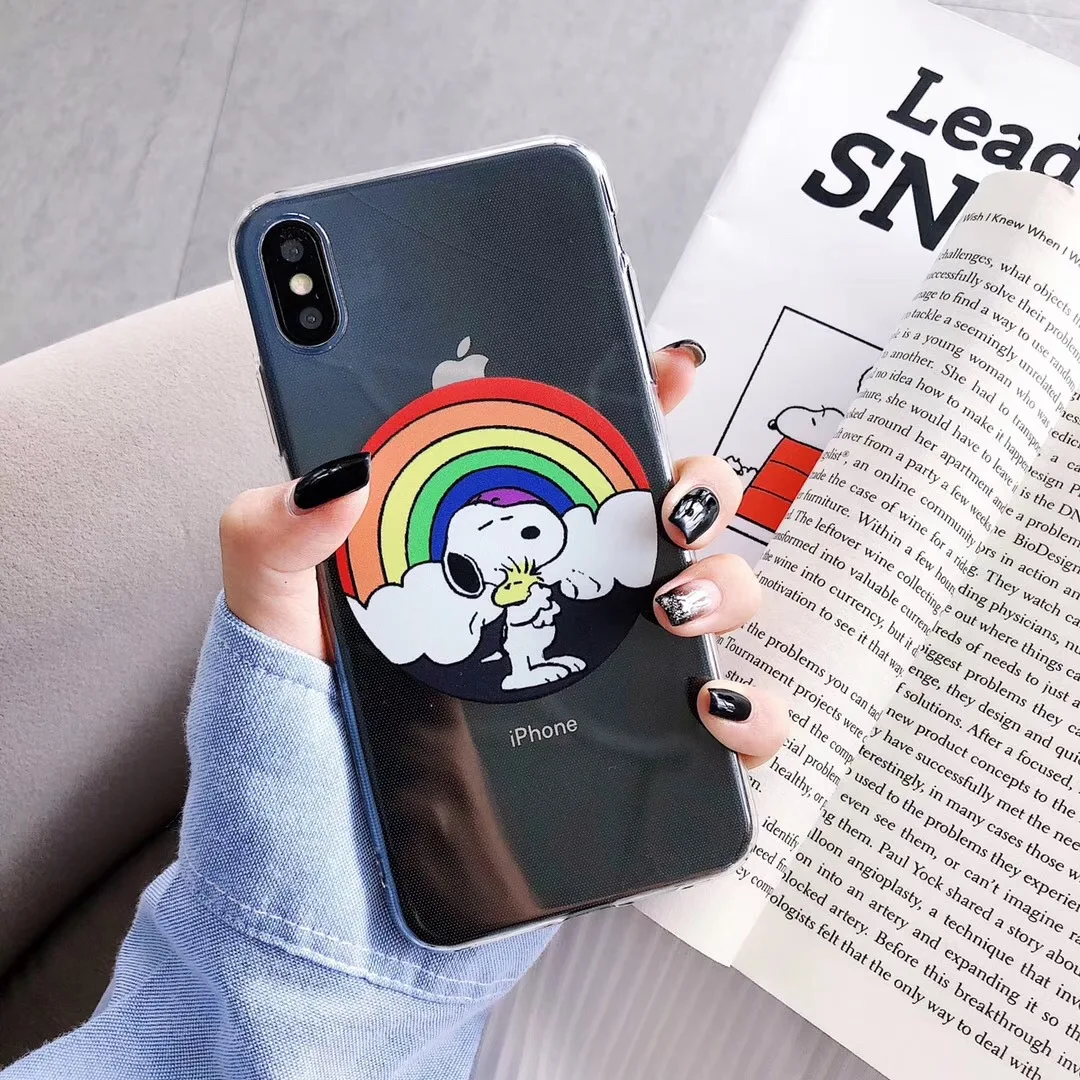 Прозрачные милые Мультяшные разрисованные Чехлы для телефона Snoopy iphone 6 6s 7 8 plus X XR