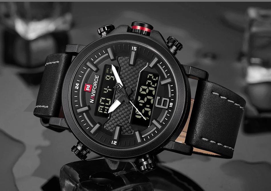 Relogio Masculino NAVIFORCE для мужчин спортивные роскошные модные часы бренд Кварцевые Цифровой Кожа водостойкий Военная Униформа наручные часы