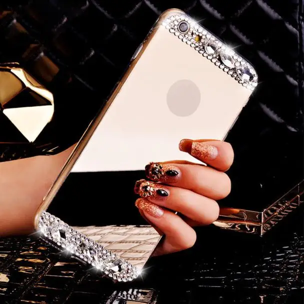 Bling алмаз зеркало сзади ТПУ чехол мягкий для iPhone 6/6 s 4.7 дюйма удобный известный