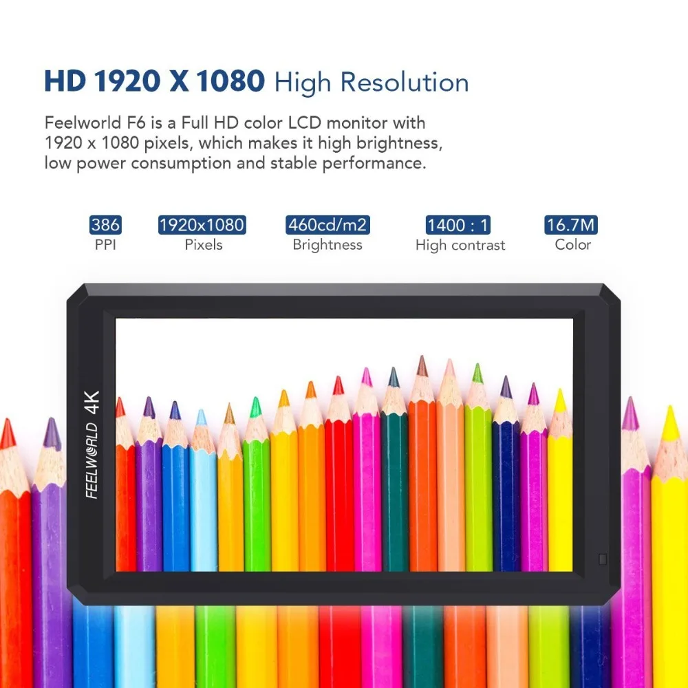 5 7 дюймовый Full HD полевой монитор Feelworld F6 для прямого эфира с рычагом наклона 4K HDMI