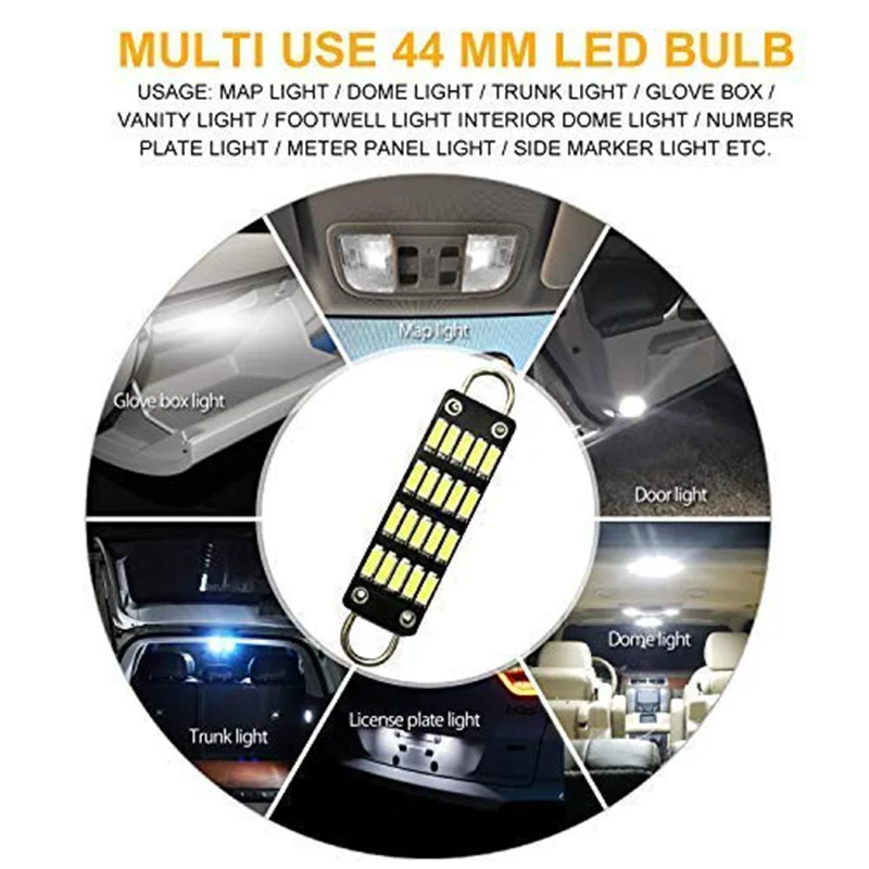 Bulb 44Mm Bright White Festoon Led 20 Smd Rigid Loop 1.73 Inch Interior Dome Map Lights 561 562 567 564 Pack Of 4 | Автомобили и