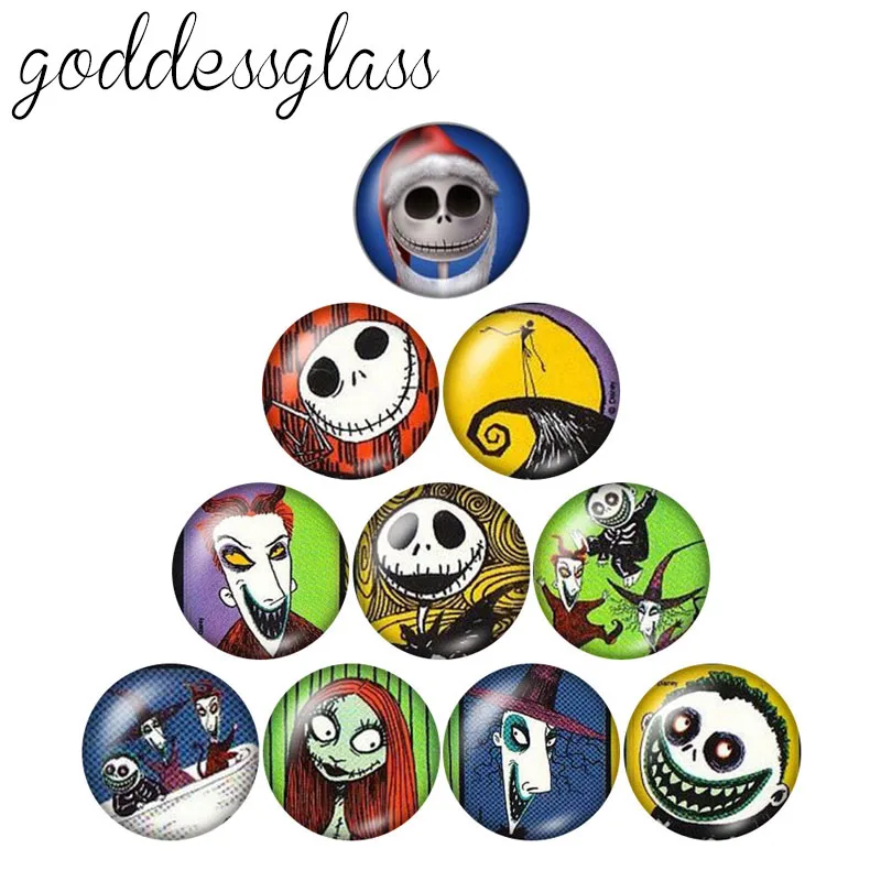 Новинка круглый стеклянный кабошон jack skellington злого лица 10 шт. 12 мм/18 мм/20 мм/25 мм