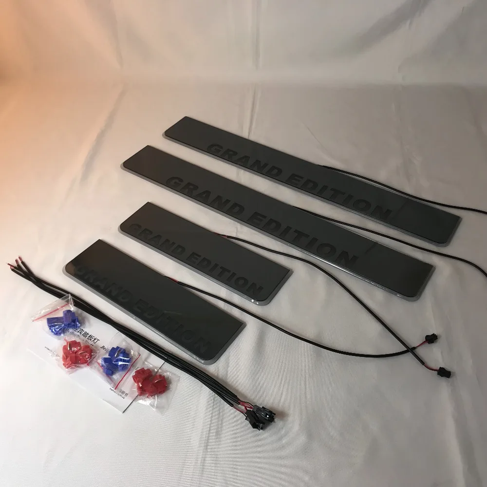 

RQXR led moving door scuff for Mercedes Benz ML300 W164 08-11 dynamic door sill plate flat lining overlay flow/fixed light, 4pcs