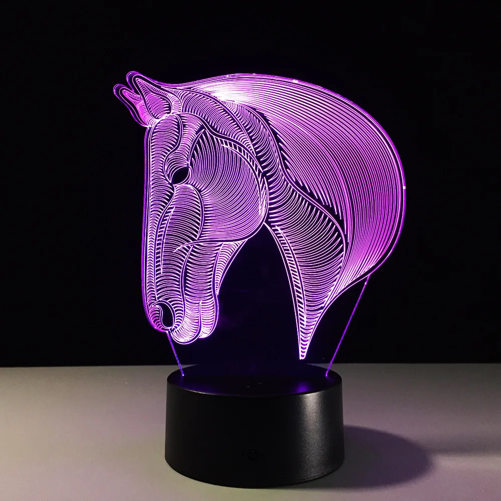 

USB Novelty Gift 7 Colors Changing Animal Horse LED Night Light 3D LED Desk Table Lamp as Home Decoration Kids Bedside Lava Lamp
