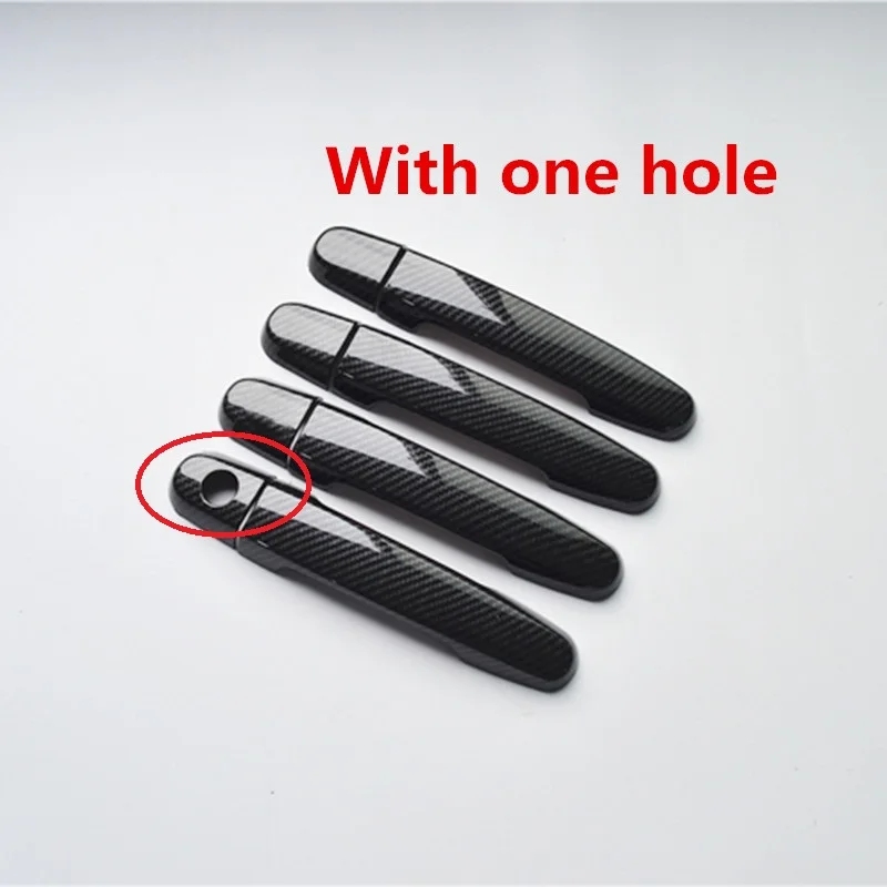 With one hole Наклейка на дверные ручки автомобиля из углеродного волокна для Toyota Corolla 2007 2008 2009 2010 2011 2012 2013 - Цвет: With one hole