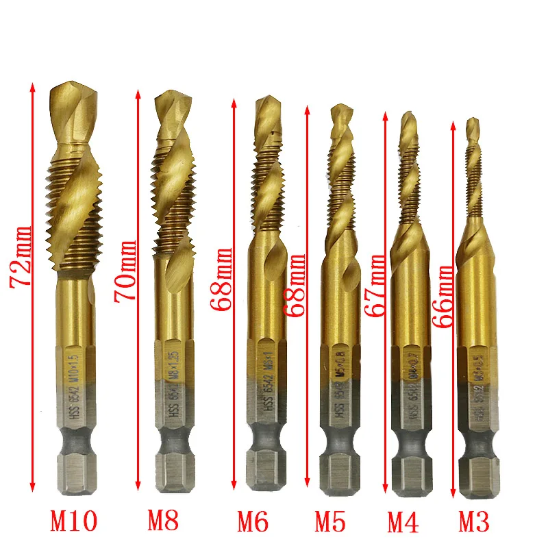 

Hex Shank Machine Taps Kit Metric Plug Hand Tap Drill Bits HSS 6542 Screw Spiral Point Thread M3 M4 M5 M6 M8 M10 Metalworking