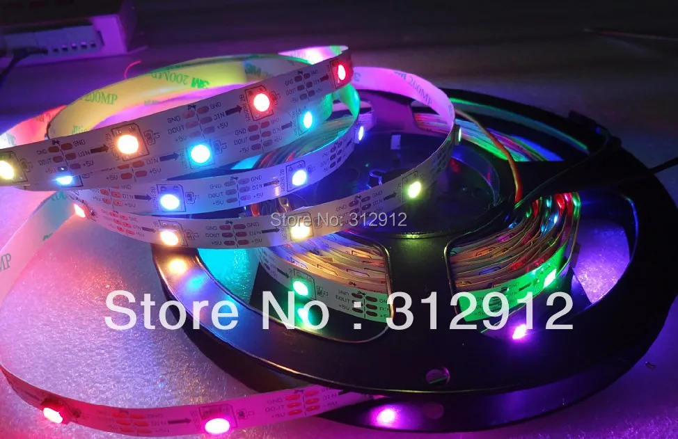 5m DC5V WS2812B led pixel srip не водонепроницаемый 30 шт WS2812B/M с пикселями 36 Вт Белая печатная