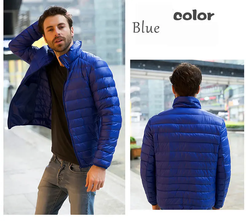 M~ 4XL, мужские зимние новые тонкие теплые пальто с воротником-стойкой, модные, 8 цветов, однотонные, универсальные, 90%, белые, утиные, мужские пальто
