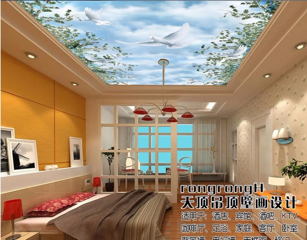 3d настенные фрески Настенные обои для стен 3 d потолочные домашний декор листья