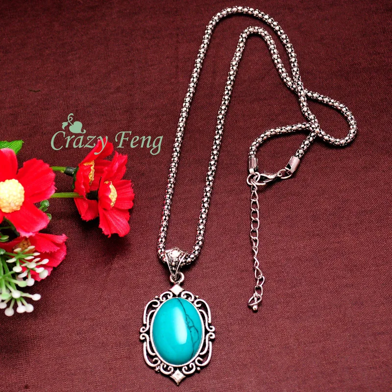 Ретро Тибетский серебряная бижутерия наборы синий имитация драгоценных камней