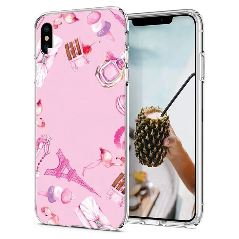 Роскошный чехол из ТПУ для iPhone 7 8 Plus 6 s X XS XR Max дизайн милая розовая косметика