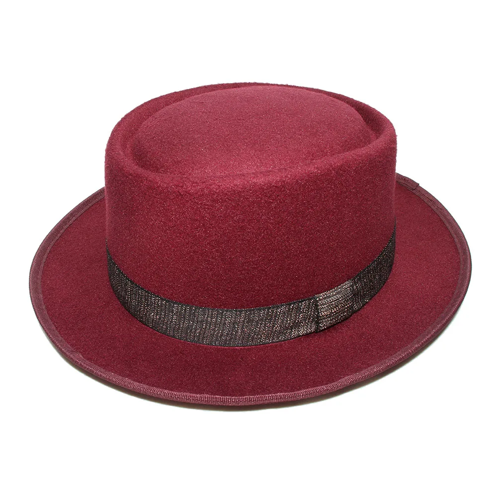LUCKYLIANJI 100% шерсть Ретро Женская Мужская круглая верхняя Кепка Fedora Porkpie свиная