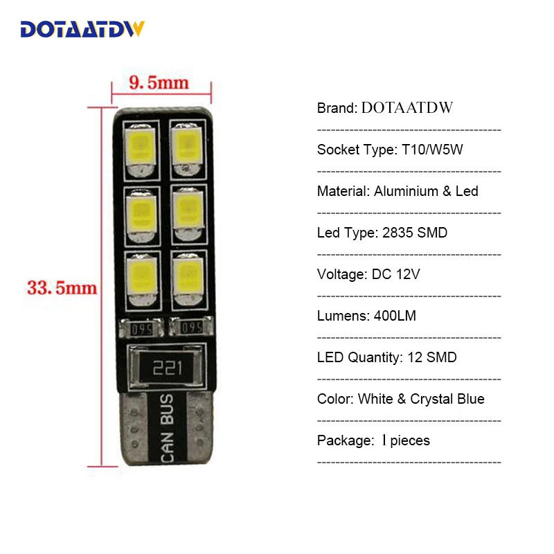 DOTAATDW 1x Canbus автомобиль клин светильник W5W T10 светодиодный 2835 SMD авто лампа для Skoda
