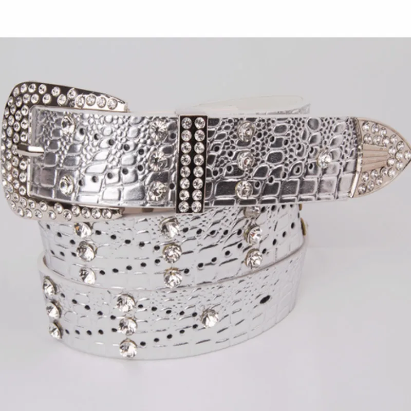 

PU belt female casual waist Bling belt for women white black gray Silver blue leopard brown yellow red orange color