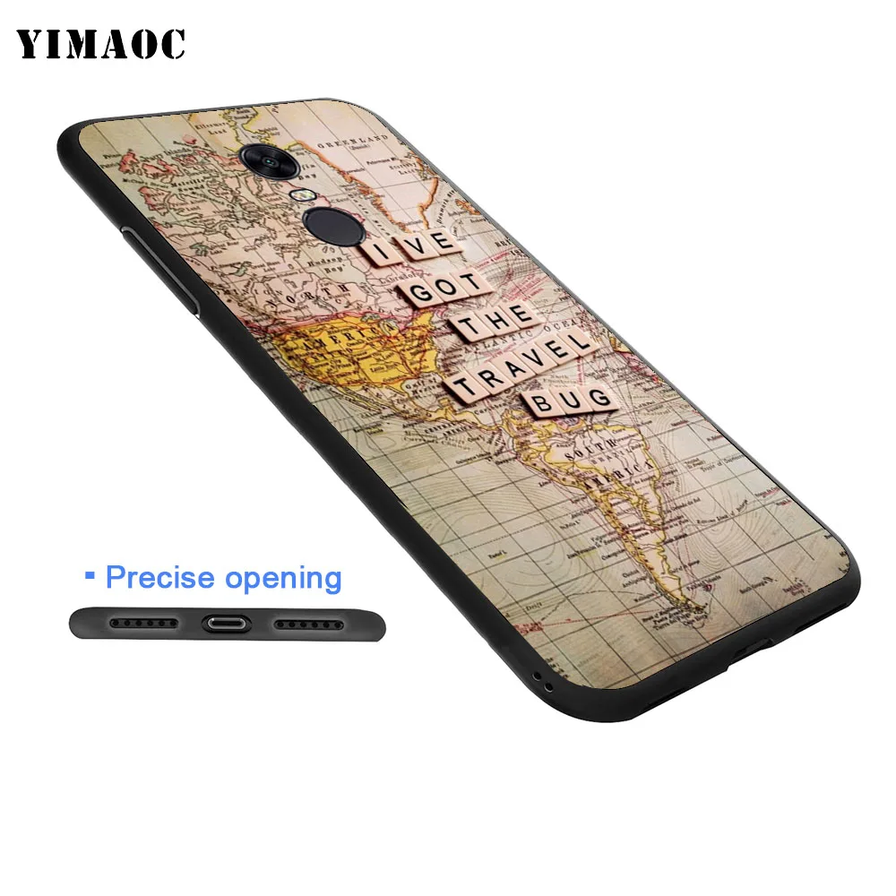 YIMAOC карта мира план путешествий Черный Мягкий силиконовый чехол для Xiaomi Redmi Note 6 Pro