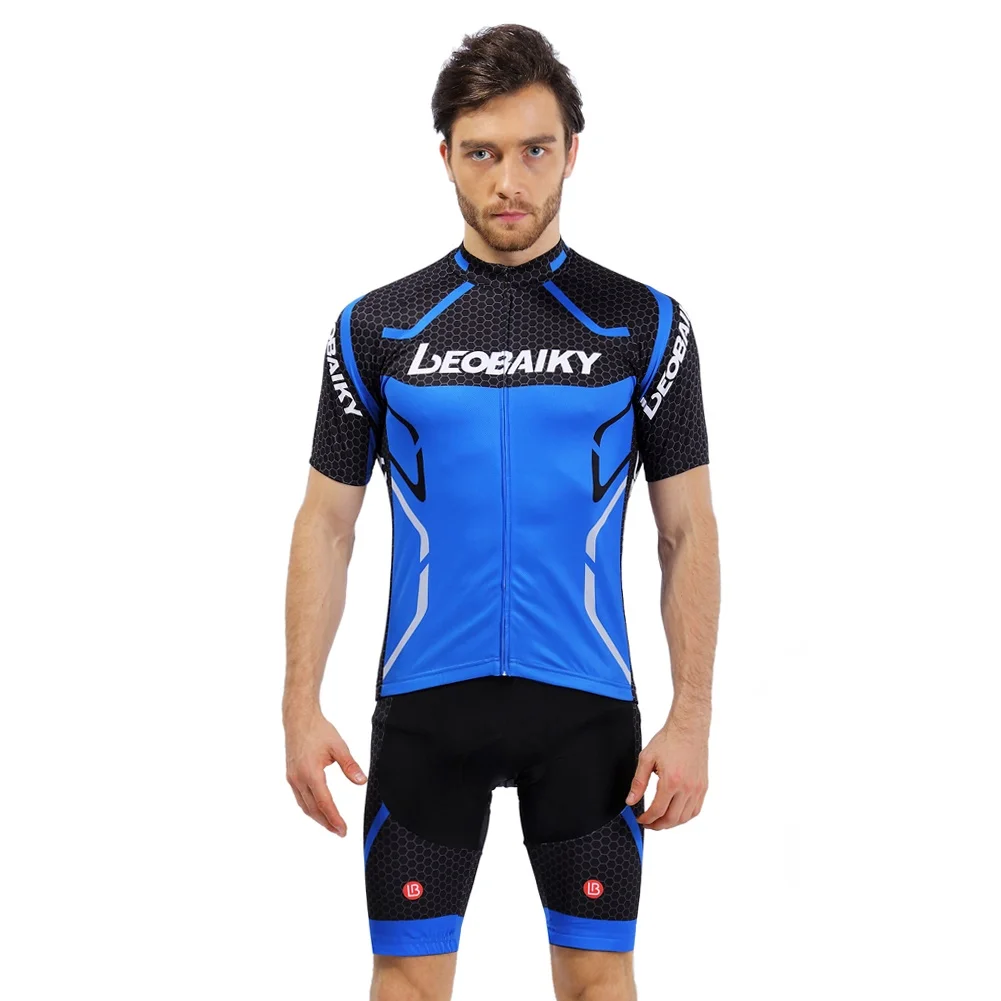 short set blue Mtb Pro Team Bicycle Clothes Men Mountain Bike Clothing Breathable Anti-UV Sport Wear Short Sleeve Cycling Jersey Shorts Sets - Цвет: short set blue