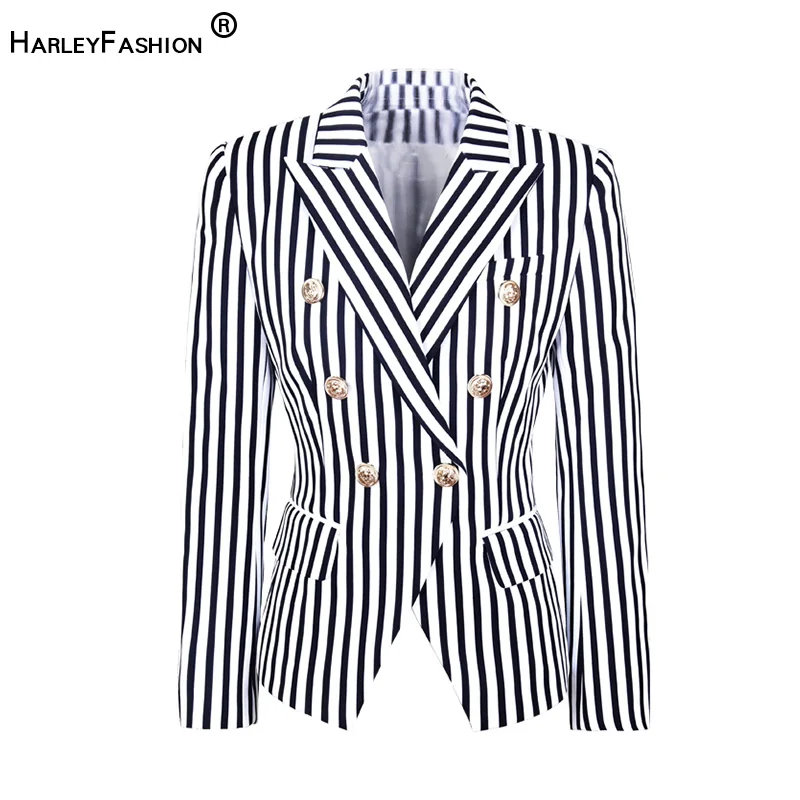 HarleyFashion Европейская и американская уличная одежда модный топ в полоску пиджак
