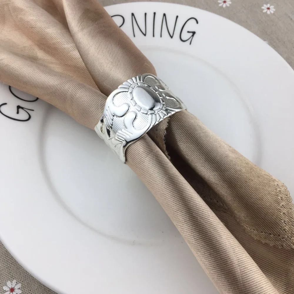 

12PCS napkin ring gold / silver model room decoration mouth cloth ring hotel restaurant napkin buckle wedding napkin ring cloth