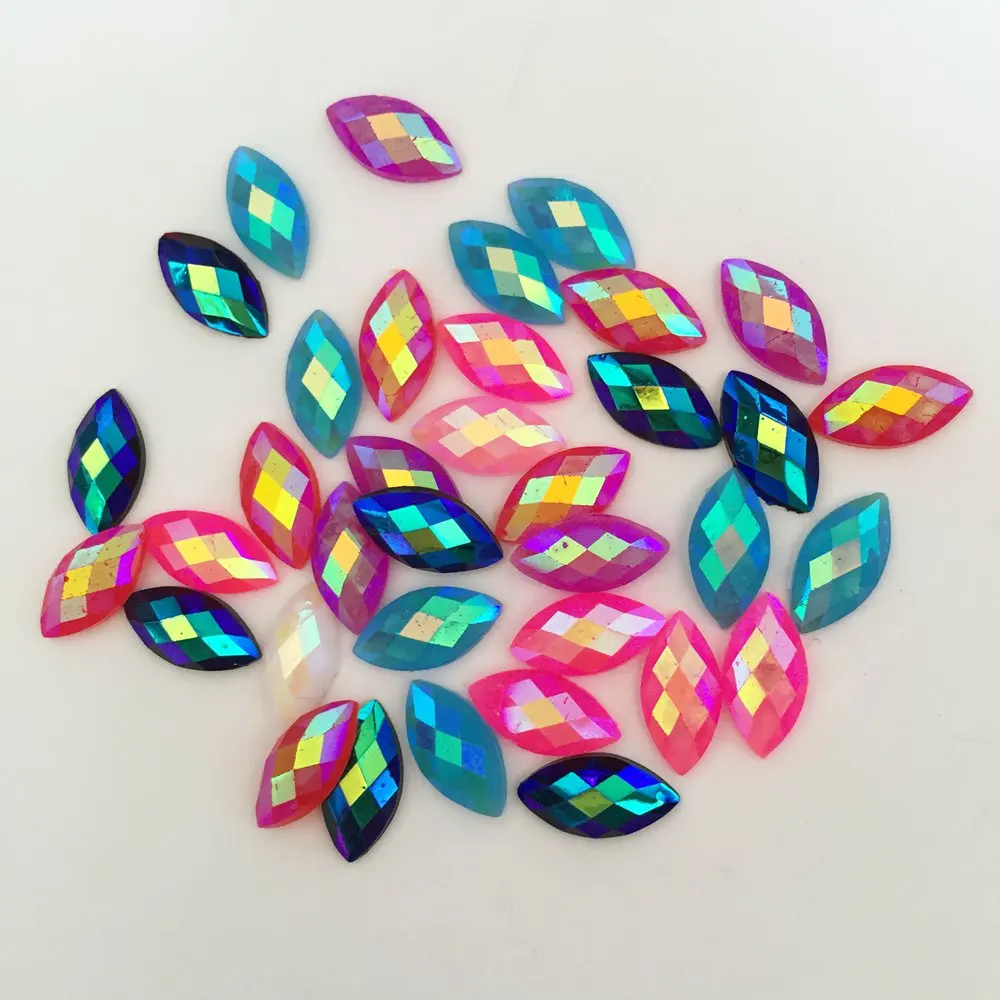 Hot 100pcs 6mm*12mm AB Resin Horse eye Flatback rhinestone scrapbook DIY ornaments buttons crafts PF049 | Украшения и аксессуары