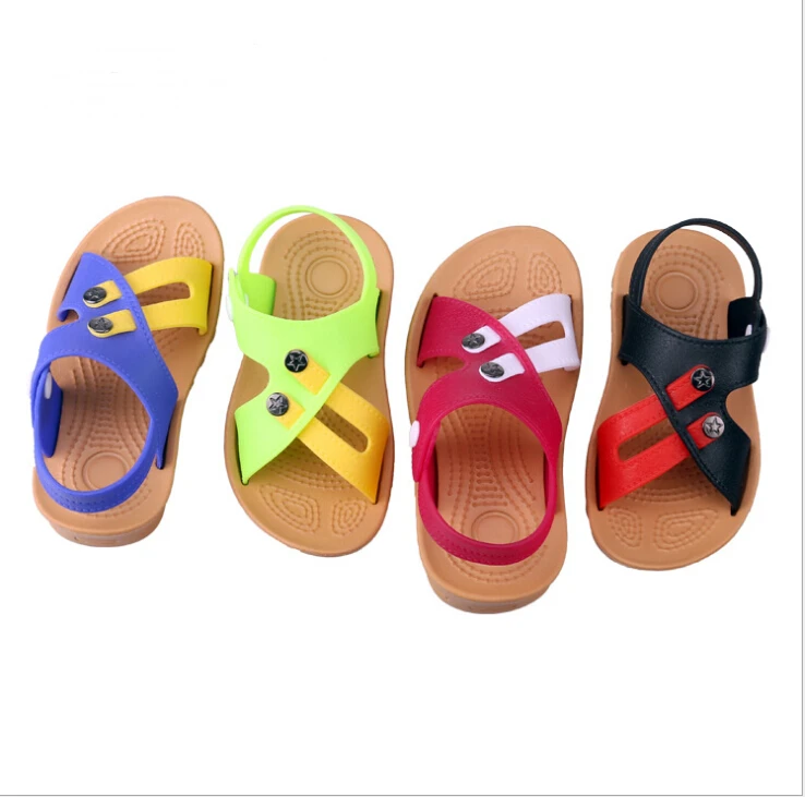 2017 летние детские тапочки пляжные сандалии на пуговицах для маленьких мальчиков
