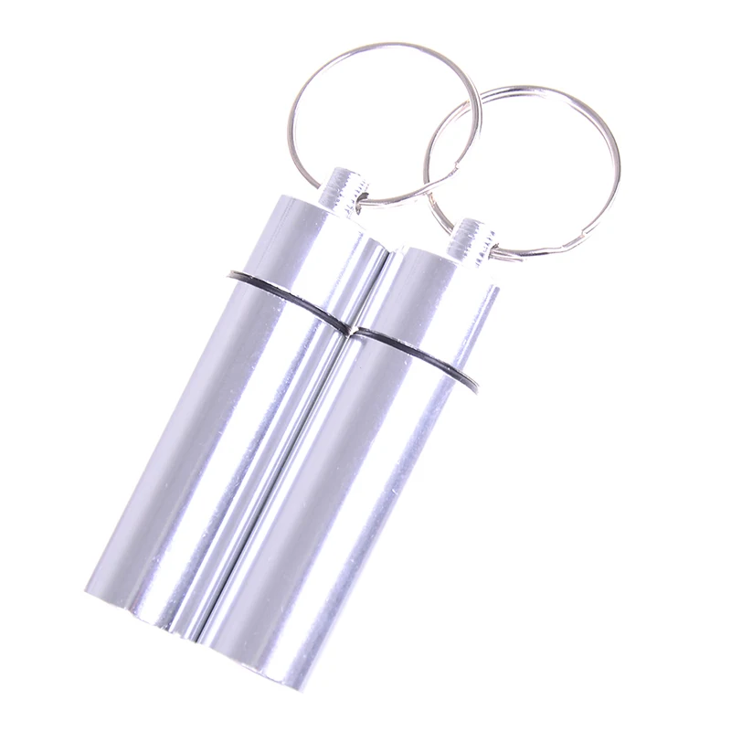 2pcs as shown Высокое качество 2 шт. водонепроницаемый алюминиевый ящик для таблеток портативный мини контейнер для таблеток Чехол для хранения бутылок брелок - Цвет: 2pcs as shown
