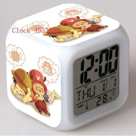 ONE PIECE Kids Toys Cartoon Alarm Clock Led digital alarm clock electronic wake up light table reveil wekker |