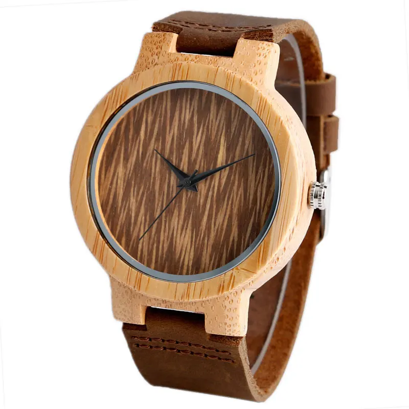 

2017 повседневные мужские кварцевые часы с бамбуковым циферблатом и ремешком из натуральной кожи, наружные спортивные деревянные часы, мужск...