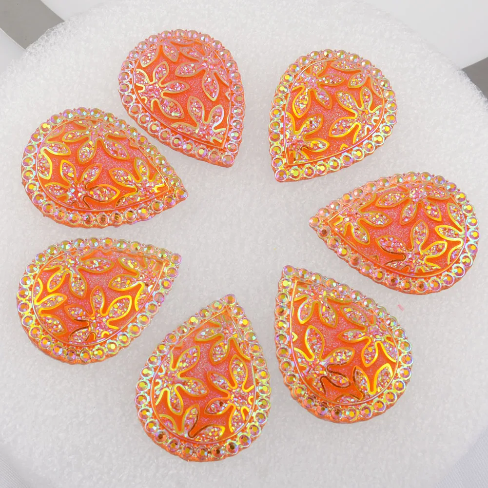 BOLIAO DIY 4Pcs 30*40mm ( 1.18in*1.57in ) Darp Shape AB Color Orange Rhinestone Flatback No Hole Clothes/Wedding Decoration | Дом и сад