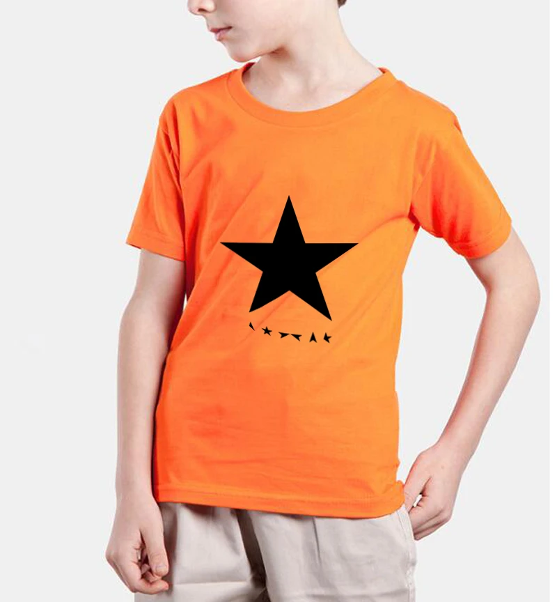2018new модные летние брендовые-одежда black star печать плакатов Детские футболки с коротким рукавом Детские футболки бренд для мальчиков и девочек - Цвет: Orange