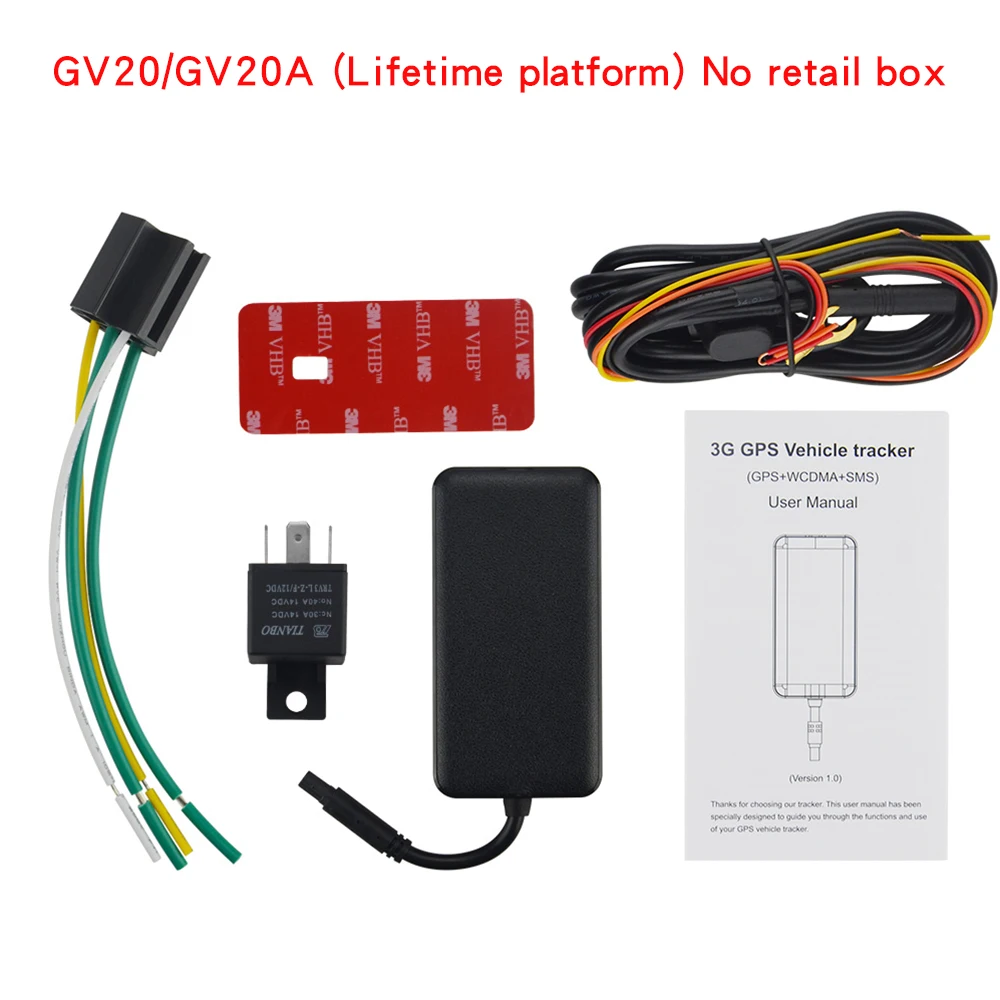 No box(Lifetime) 3g автомобильный WCDMA gps трекер GV20 GV20A отслеживание в реальном времени гео-забор с обнаружением причины неииправности Асс низкий аккумулятор сигнализация дистанционно управляется concox Автомобильный gps - Цвет: No box(Lifetime)
