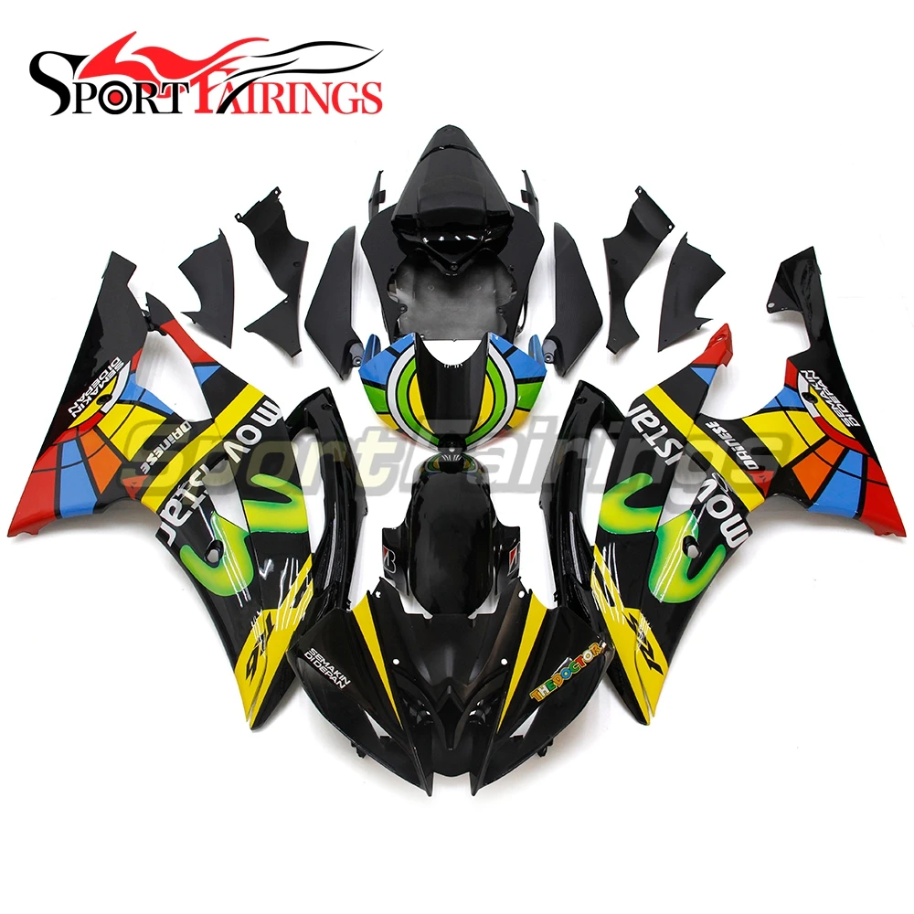 Черно-желтые наборы для корпуса Yamaha YZF 600 R6 2008-2015 YZF-R6 ABS мотоцикл обтекатель
