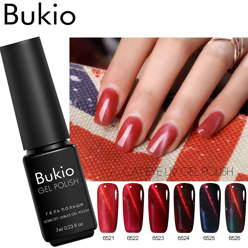 Гель лак для ногтей Bukio Pretty Flame Red Cat Eyes DIY Art 6 видов цветов УФ Hybird с магнитным
