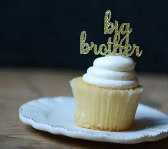 

Big Brother Cupcake Topper - Pregnancy Announcement - Pregnancy Reveal Cupcake Toppers baby shower birthday party food picks