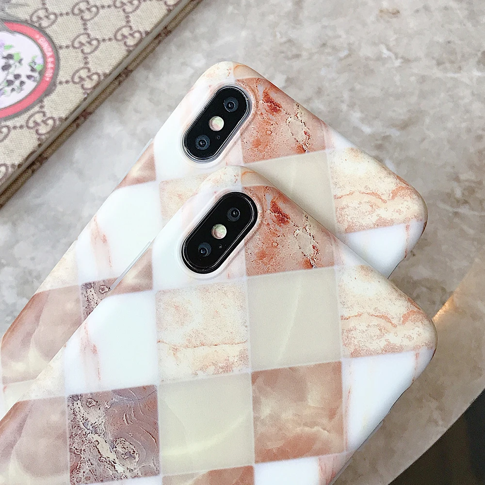 Geometrical Marble Design TPU Cover Case for iPhone 7 8 Plus X XR Xs Anti-Scratch Anti-Finger Mobile Phone Accessories |