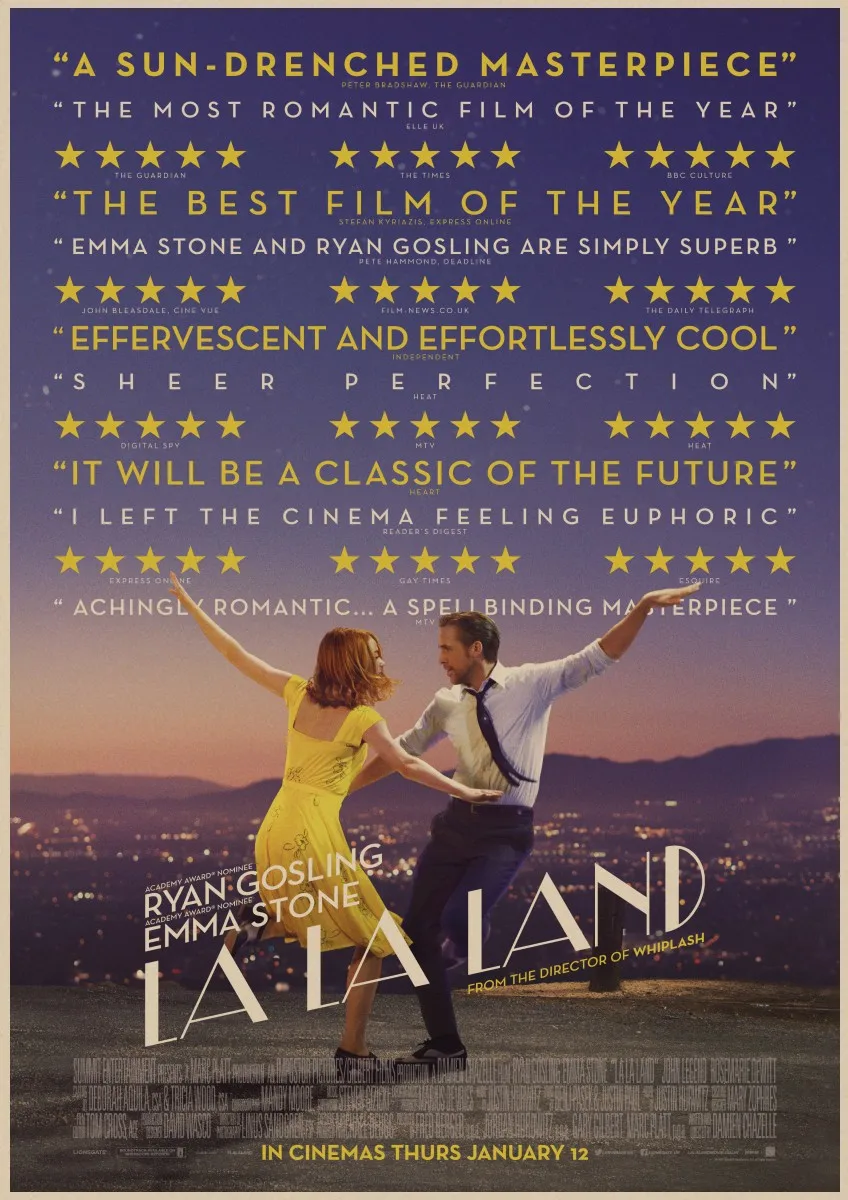 Ретро-плакат LA LAND, кинопостеры, крафт-бумага, принты, наклейки на стену, для бара, кафе, домашнего декора, для домашнего творчества, бренд A2 - Цвет: 23