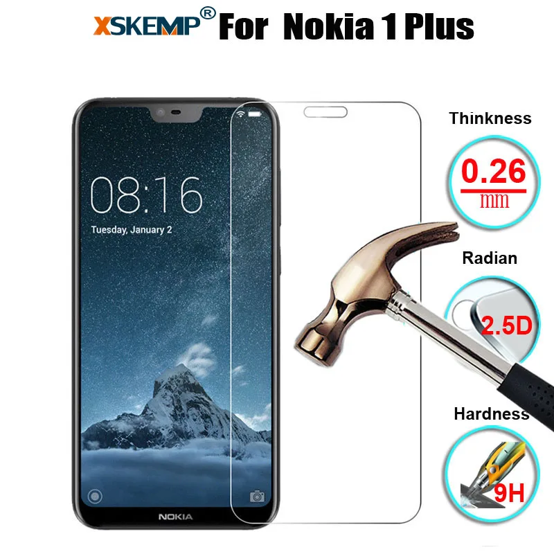 XSKEMP закаленное стекло для Nokia 1 Plus подлинное Настоящее Закаленное HD Защита экрана