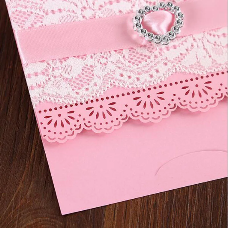 50 шт розовый лазерный вырез полые свадебные пригласительные открытки алмазные