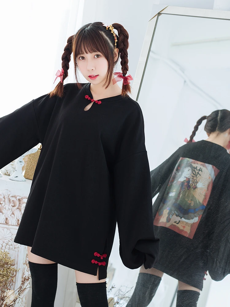 

Princess sweet lolita hoodies Autumn and Winter Originally Created National Style Printing sweet lovely girl hoodies LG026