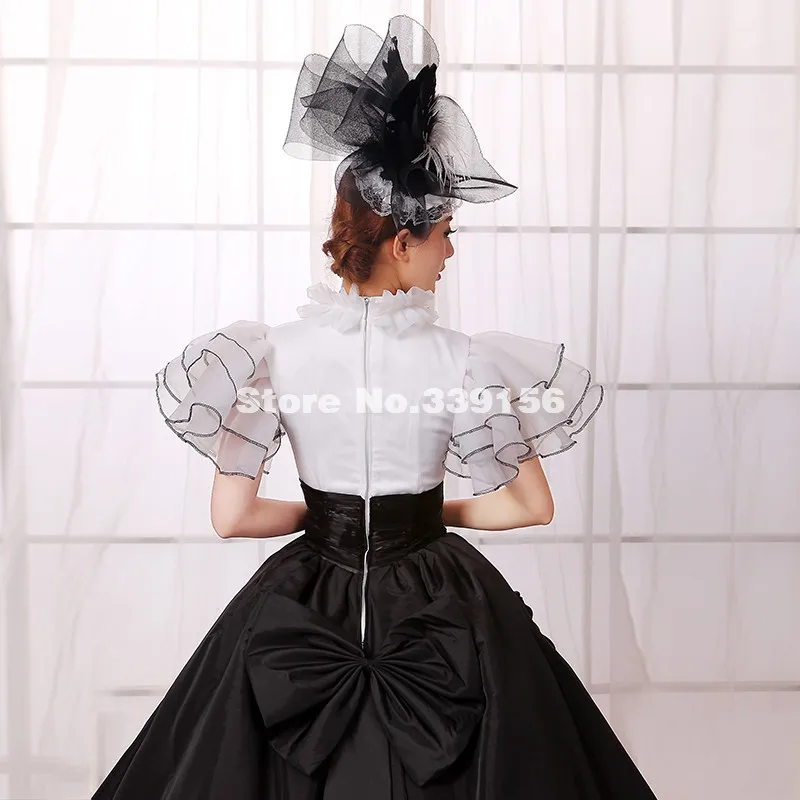 Лидер продаж черно-белое готическое бальное платье в стиле панк Марии Ренессанса