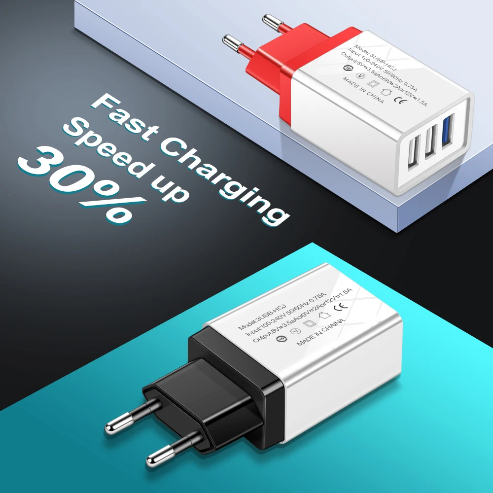 Дорожное зарядное устройство Suhach с 3 USB портами 5 В 1 А настенное портативное