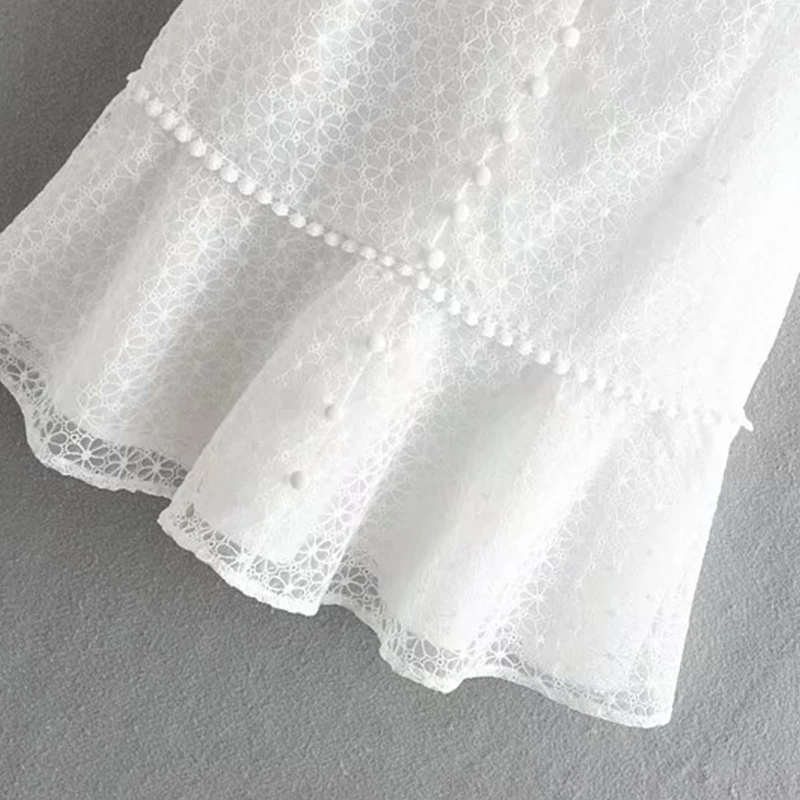 Женское платье Лето 2019 хлопок вышитые однобортный с короткими рукавами MS летом