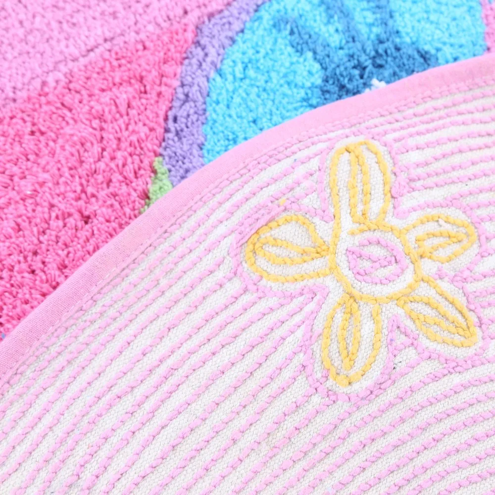 Коврик для пола ручной работы с рисунком совы 100% хлопок нескользящий круглый