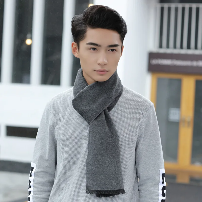 Europe and the United States autumn winter fashion imitation cashmere men's solid color scarf 2018 new shelves | Аксессуары для